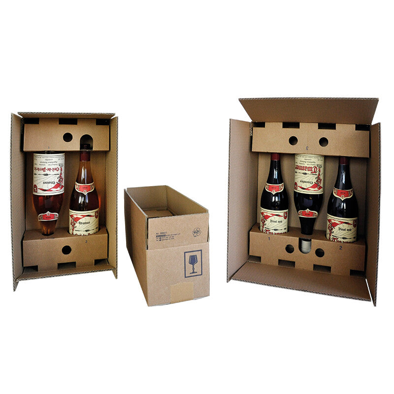 Weinversandkarton Versandkarton, braun, Wellkarton, 2-wellig – 370 × 220 × 101 mm – 25 Stk.