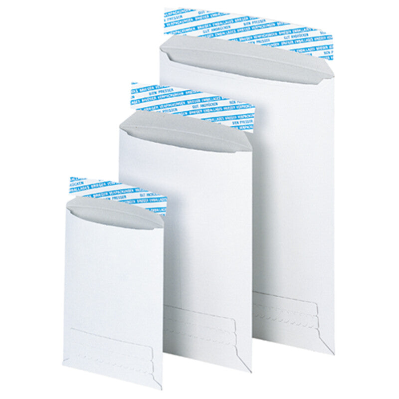 Briferm Karton-Versandtasche – 162 × 229 mm, Schmalseite offen, Vollpappe, weiss, Aufreisshilfe – 200 Stück