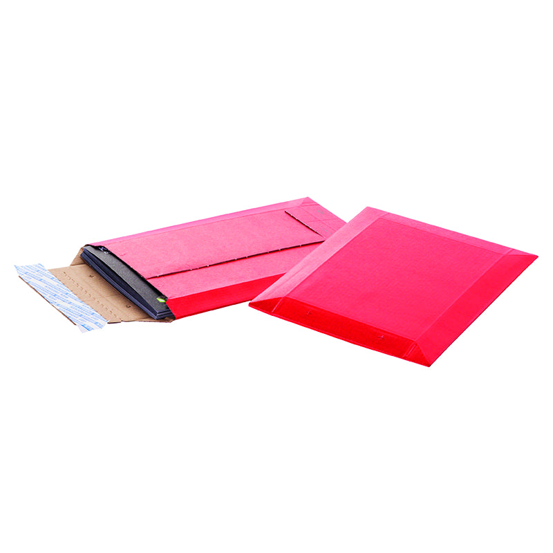 Brimail Karton-Versandtasche – 250 × 350 mm, Schmalseite offen, Wellkarton, Rot, Selbstklebend – 100 Stück