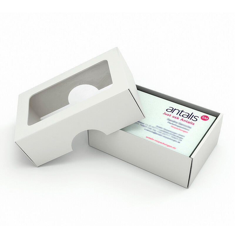 Visitenkarten-Box, weiss – 90 × 58 × 30 mm – 100 Stk.