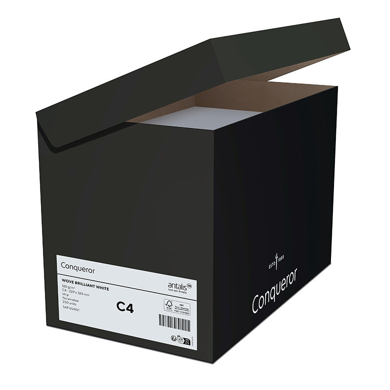 Conqueror Couvert C5 (229 × 162 mm), mit Fenster, gerade Klappe, weiss – 250 Stk.