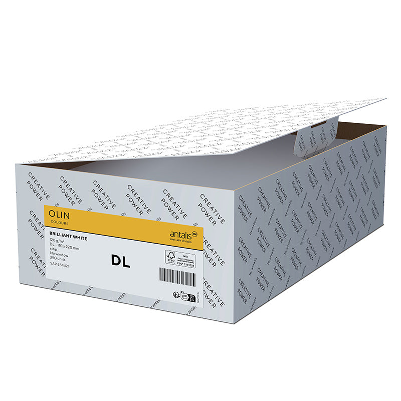 Olin Couvert C5 (229 × 162 mm), ohne Fenster, haftklebend (Optifix), brilliantweiss, matt, 120 g/m² – 50 Stk.