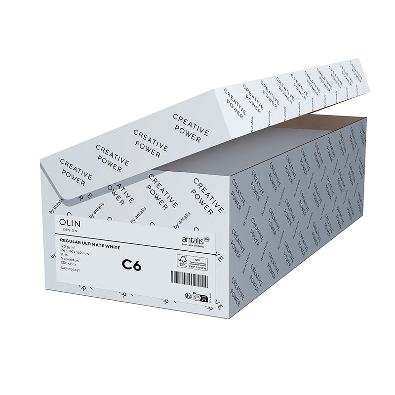 Olin Couvert C5 (229 × 162 mm), mit Fenster, haftklebend (Optifix), weiss (Bright White) – 500 Stk.