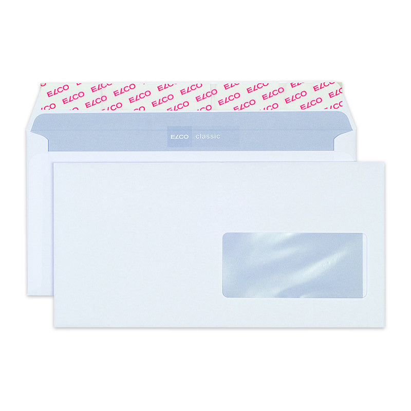 Elco Couvert C5/6, Fenster rechts, lasertaugliche Fensterfolie, hochweiss, mit Innendruck – 500 Stk.