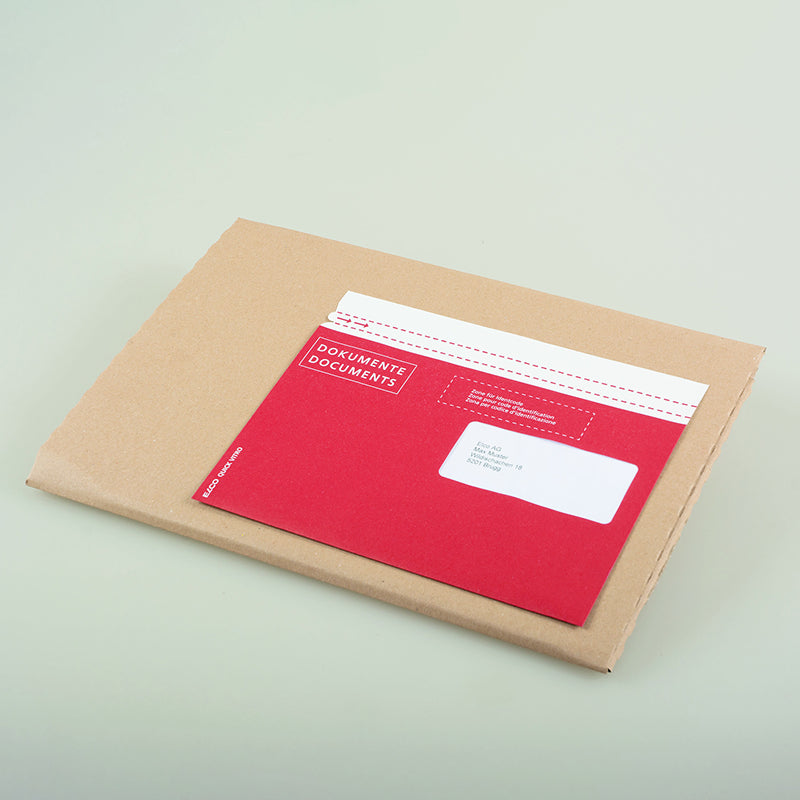Elco quickvitropaper ELCO Dokumententasche – C6/5 (229 × 114 mm), Fenster, Rot, Papier, FSC-zertifiziert – 250 Stück