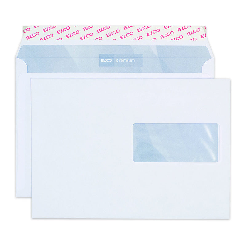 Elco Couvert C5, Fenster rechts, hochweiss, 100 g/m², grauer Innendruck – 500 Stk.