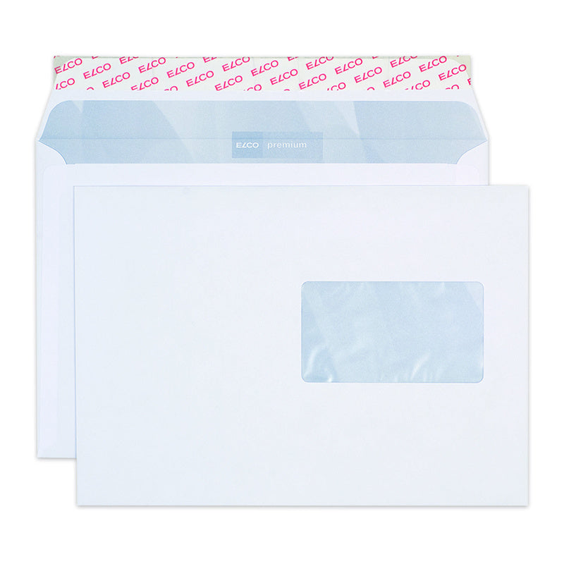 Elco Couvert B5, Fenster rechts, hochweiss, 100 g/m², mit Innendruck – 500 Stk.