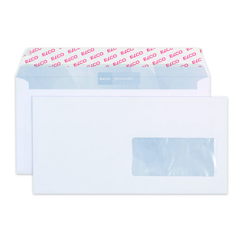 Elco Couvert C5/6, Fenster rechts, hochweiss, 100 g/m², mit Innendruck – 500 Stk.