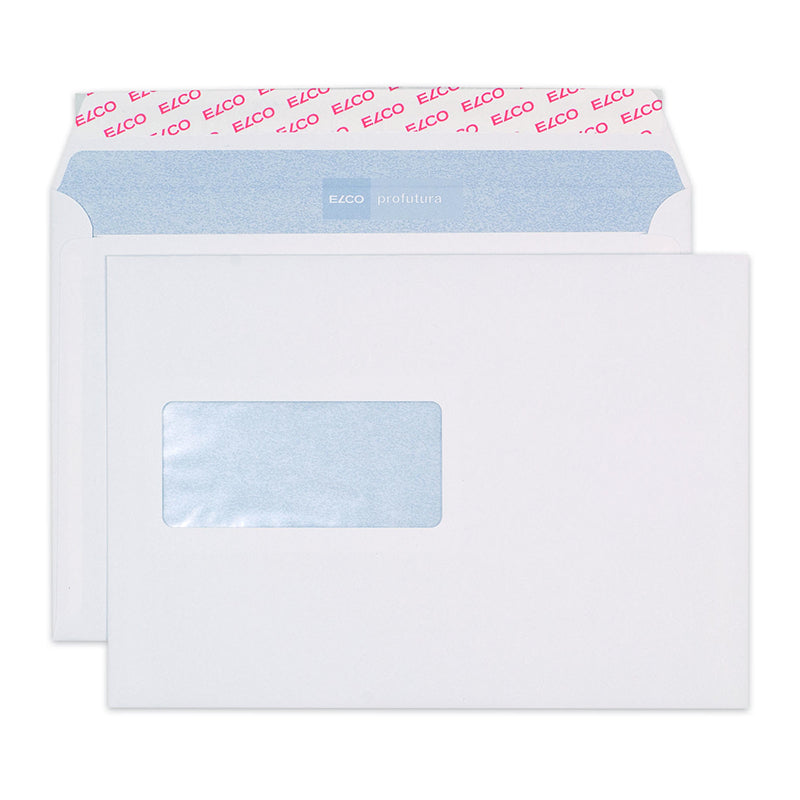 Elco Couvert C5, Fenster links, naturweiss, 100 g/m², Innendruck Struktur grau – 500 Stk.