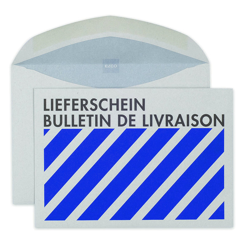 Mitblauemdruck lieferschein-bulle Couvert C6 (162 × 114 mm), ohne Fenster, gerade Klappe, grau, Recyclingpapier – 500 Stk.