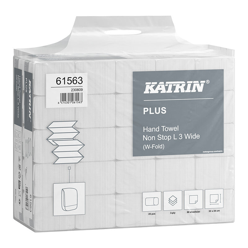 Katrin katrin Katrin Falthandtuch Plus Non-Stop L3 – W-Falz, 3-lagig, Zellstoff, Weiss, 240 × 320 mm, 72000 Stk.