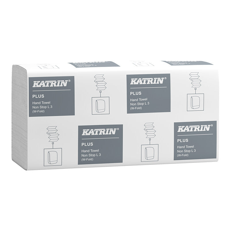 Katrin katrin Katrin Falthandtuch Plus Non-Stop L3 – W-Falz, 3-lagig, Zellstoff, Weiss, 240 × 320 mm, 72000 Stk.