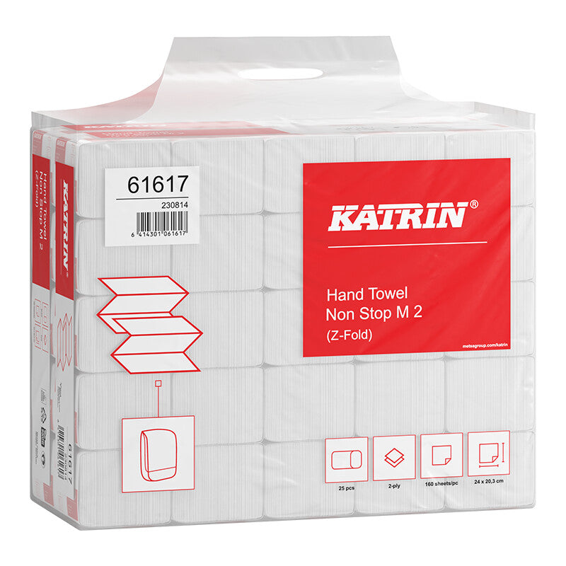 Katrin katrin Katrin Non-Stop M2 Falthandtuch – Z-Falz, 2-lagig, Recyclingpapier, Weiss, 203 × 240 mm – 40'000 Stück