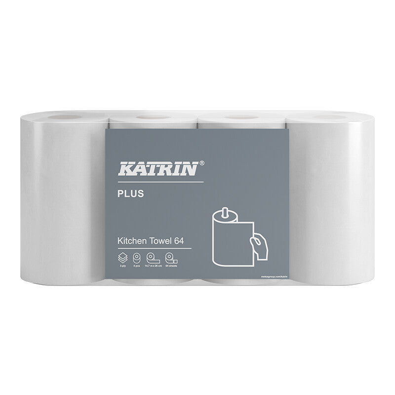 Katrin katrin Katrin Handtuchrolle Plus – 3-lagig, Zellstoff, Weiss, 230 mm × 0,26 m, 768 Rollen