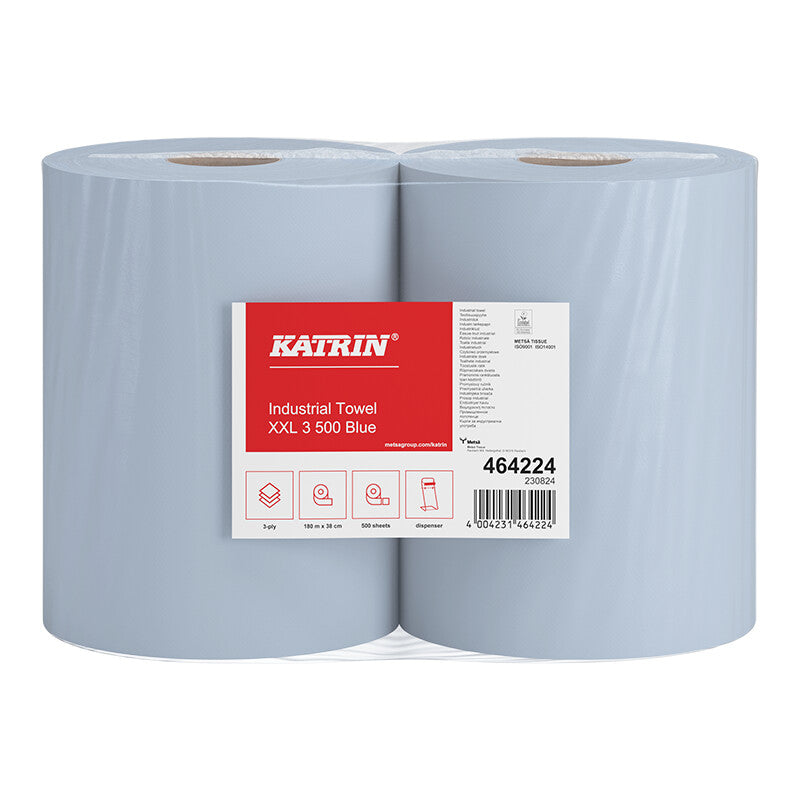 Katrin katrin Katrin Industrietücher, 100 % Zellstoff, 3-lagig, Blau, 36 × 38 cm, 60 Rollen