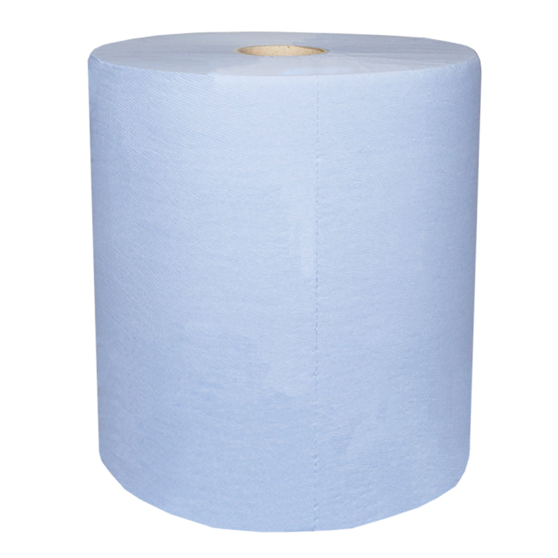 Putztuchrollen, Industrietücher Papierputzrolle Maxi, 100 % Zellstoff 3-lagig, Blau 370mm x 340mm Rolle