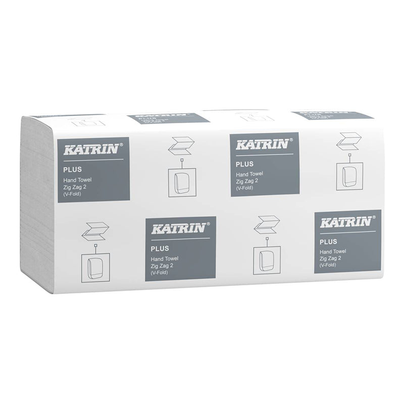 Katrin katrin Katrin Falthandtuch Plus Zig Zag 2 – V-Falz, 2-lagig, Zellstoff, Weiss, 224×230 mm, 36000 Stk.