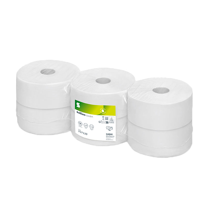 Satino satino Satino comfort Toilettenpapier-Grossrolle – Recycling, 2-lagig, hochweiss, 92 × 380 m – 132 Rollen