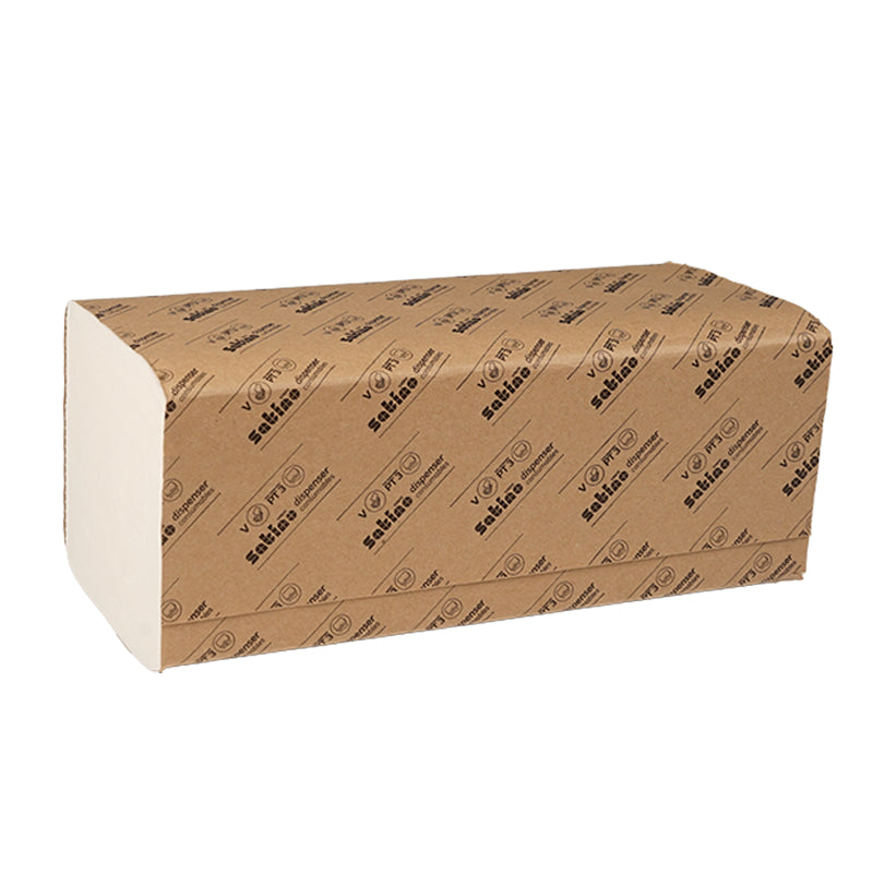 Satino satino Satino Falthandtuch Prestige – V-Falz, 2-lagig, Zellstoff, weiss, 240×230 mm – 64'000 Stück