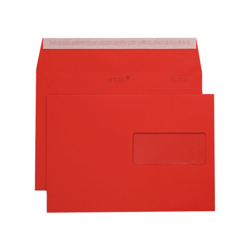 Image Couvert C5, Fenster rechts, Coloraction, rot, 120 g/m² – 200 Stk.