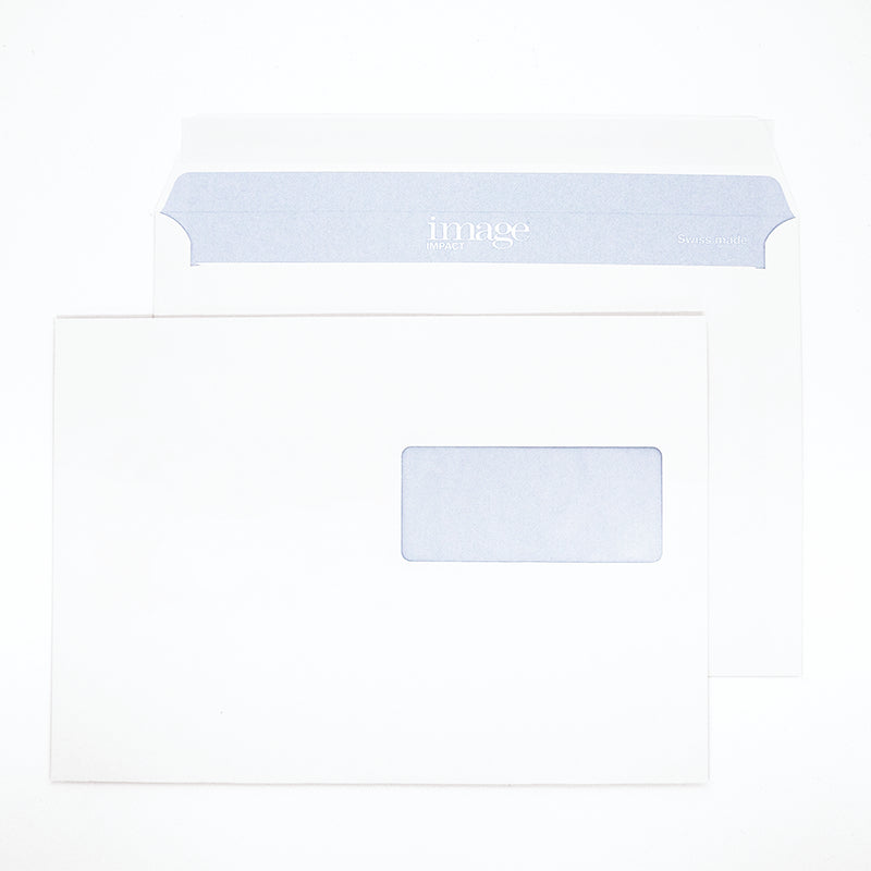 Image Couvert C5, Fenster rechts, hochweiss, lasertaugliche Fensterfolie, grauer Innendruck – 500 Stk.