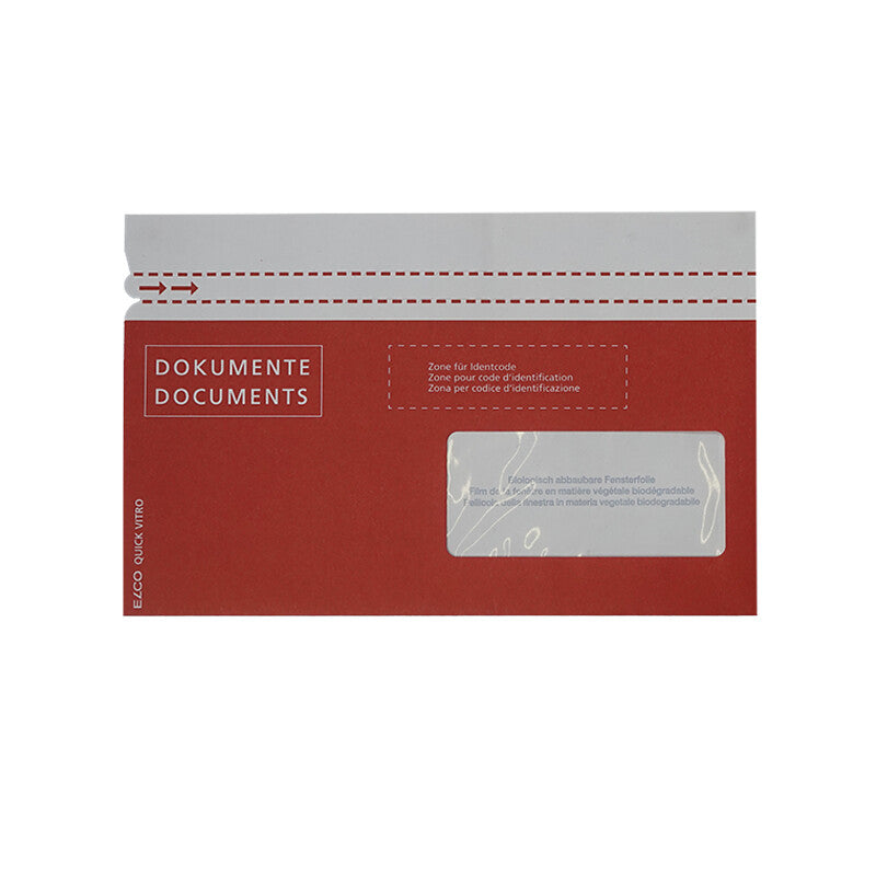 Elco quickvitropaper ELCO Dokumententasche – C6/5 (229 × 114 mm), Fenster, Rot, Papier, FSC-zertifiziert – 250 Stück