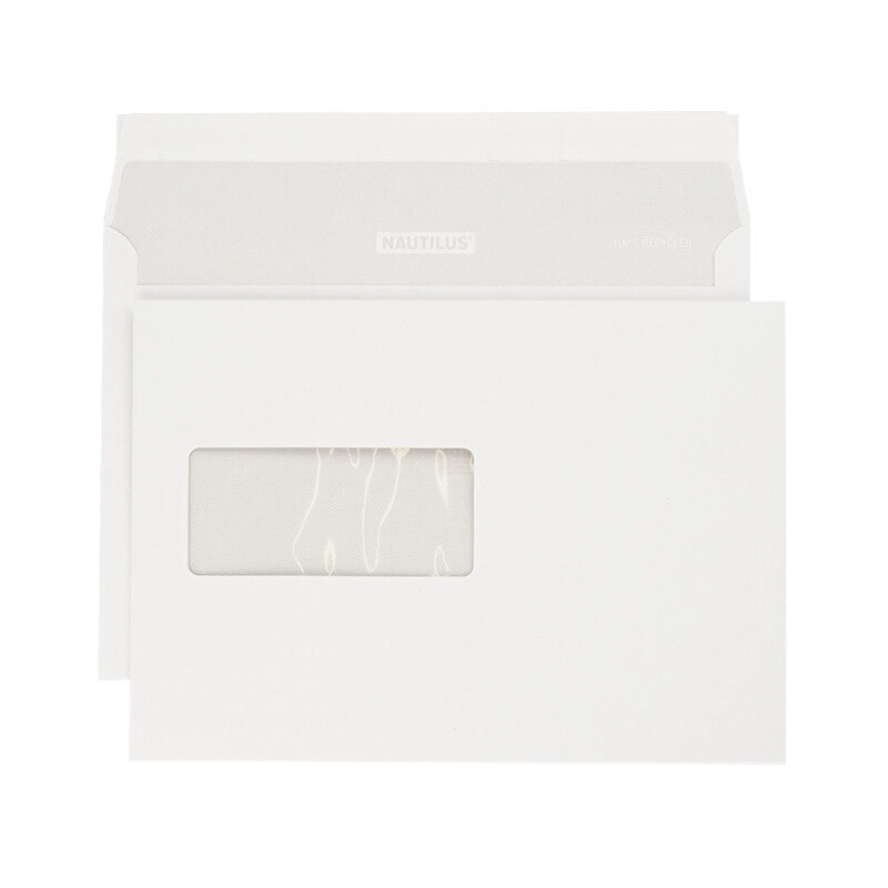 Nautilus Couvert C5, Fenster links, weiss, 100 g/m², recyceltes Material, mit Innendruck – 500 Stk.