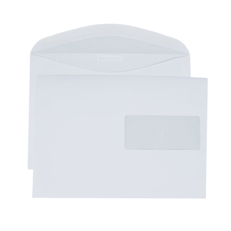 Nautilus Couvert C5, Fenster rechts, weiss, 100 g/m², Recyclingpapier, ProCycle, mit Innendruck – 500 Stk.