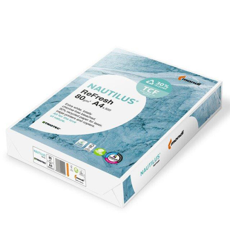Nautilus ReFresh Kopierpapier – A4, 80 g/m², hochweiss – FSC – TCF, Recycling – 100'000 Blatt