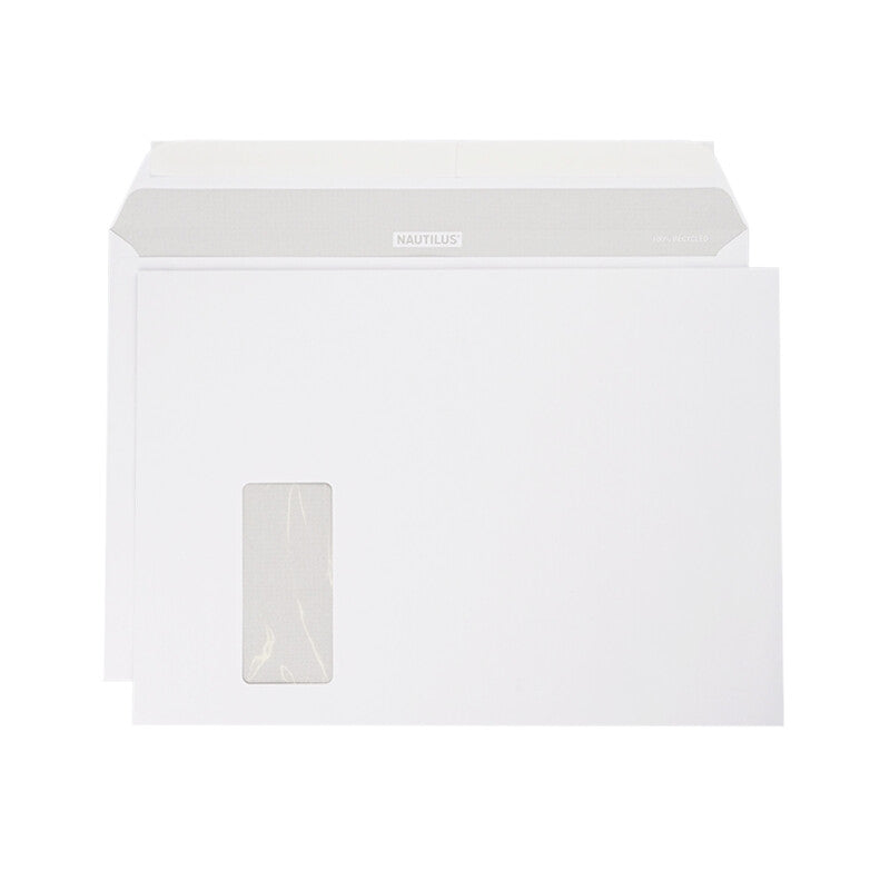 Nautilus Couvert C4, Fenster links, weiss, 120 g/m², matt, SuperWhite, mit Innendruck – 250 Stk.