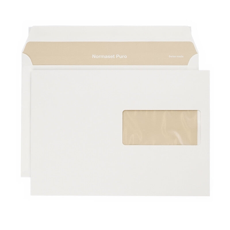 Normasetpuro/biotop3 Normaset Puro Couvert C5 (229 × 162 mm), mit Fenster, haftklebend (Optifix), naturweiss – 500 Stk.