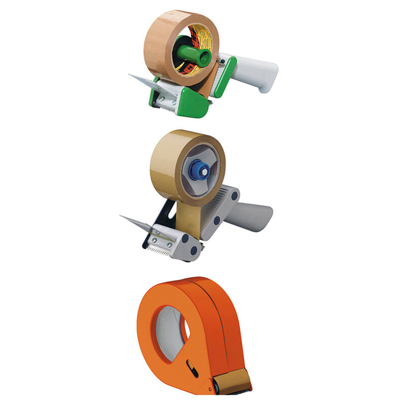 Klebebandabroller Handabroller D2 – für Rollenbreite bis 50 mm, für Kern 3", geschlossen, orange
