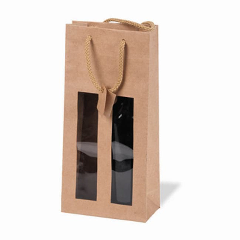 Papiertragetaschen Geschenkbox – Kraftpapier, Braun – mit Kordel, Klotzboden – 180 × 380 × 88 mm – 10 Stk.