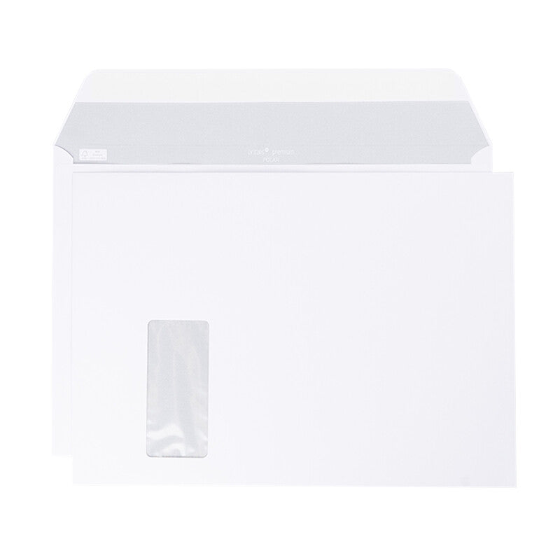 Polar Couvert C4, Fenster links, hochweiss, 120 g/m², mit Innendruck – 250 Stk.