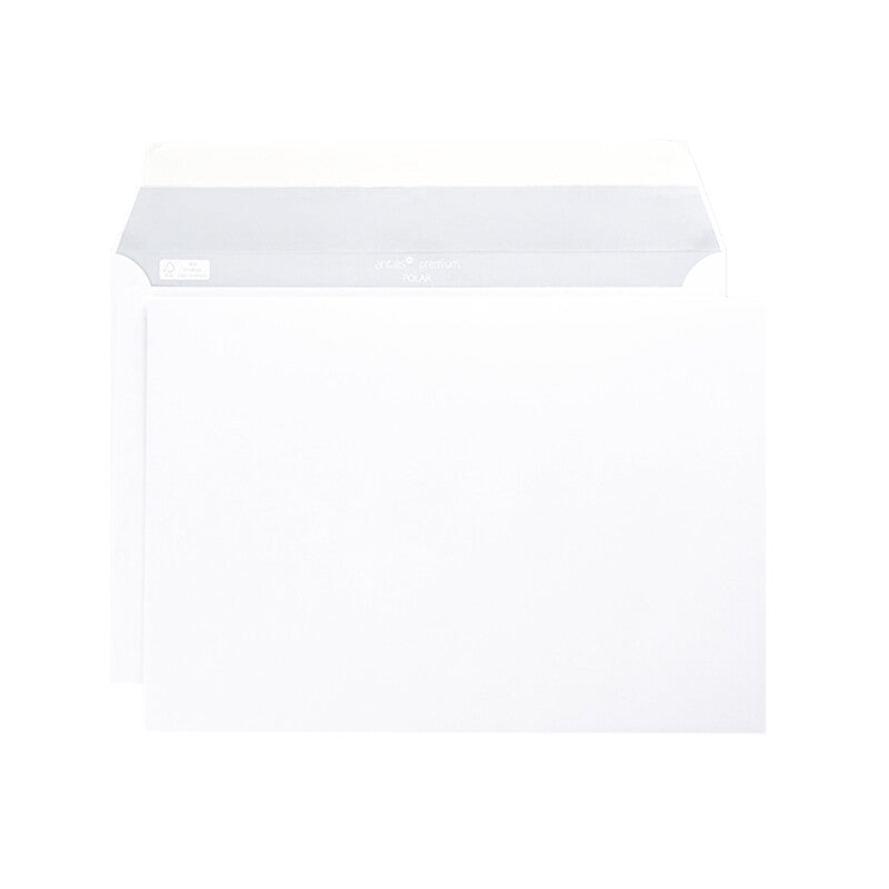 Polar Couvert B5, ohne Fenster, hochweiss, 100 g/m², mit grauem Innendruck – 500 Stk.