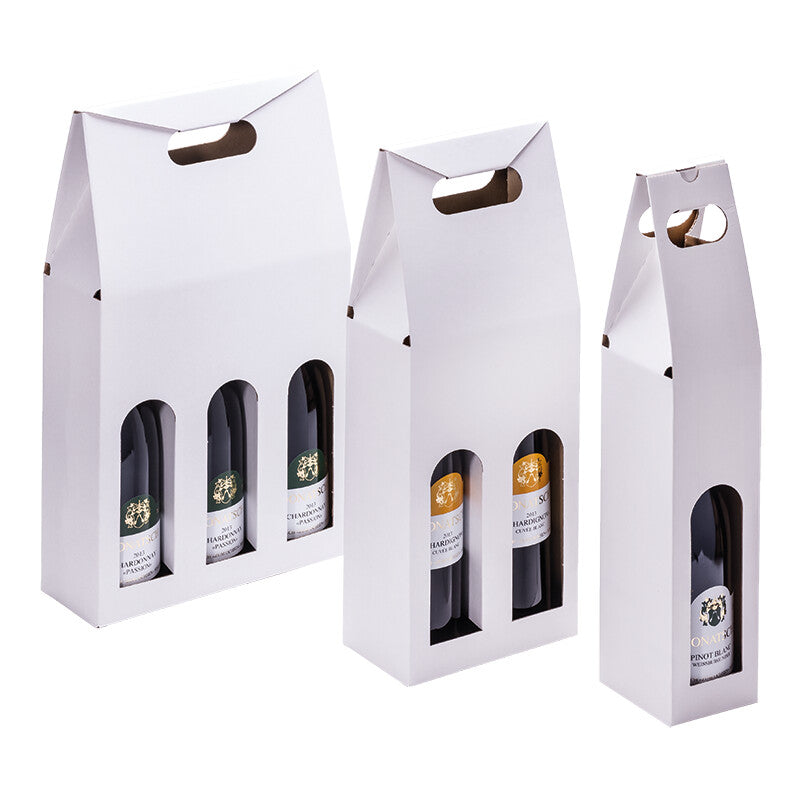 Weintrageverpackung Geschenkbox – 1-wellig, mit Unterteilung – für Weinflaschen – 243 × 81 × 370 mm – 25 Stück