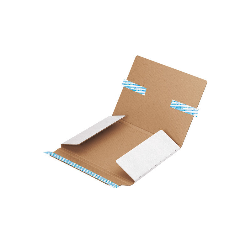 Versandumschlag Karton-Versandtasche – 500 × 350 × 10 mm, Wellkarton, Weiss, Selbstklebend – 50 Stück