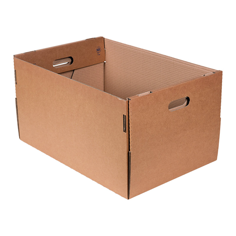 Mehrweg-Transportbox-Boden, braun, mit Grifföffnungen – 570 × 378 × 300 mm – 1 Stk. (Ab 10 Stk.)