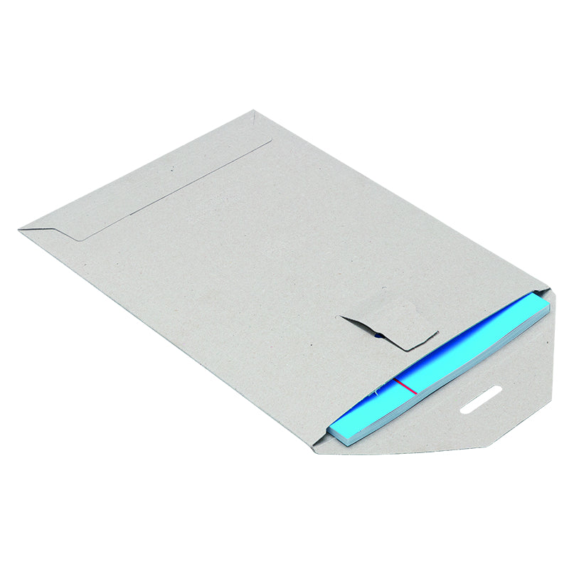 Rillco Karton-Versandtasche – 295 × 375 mm, Schmalseite offen, Vollpappe, grau – 50 Stück