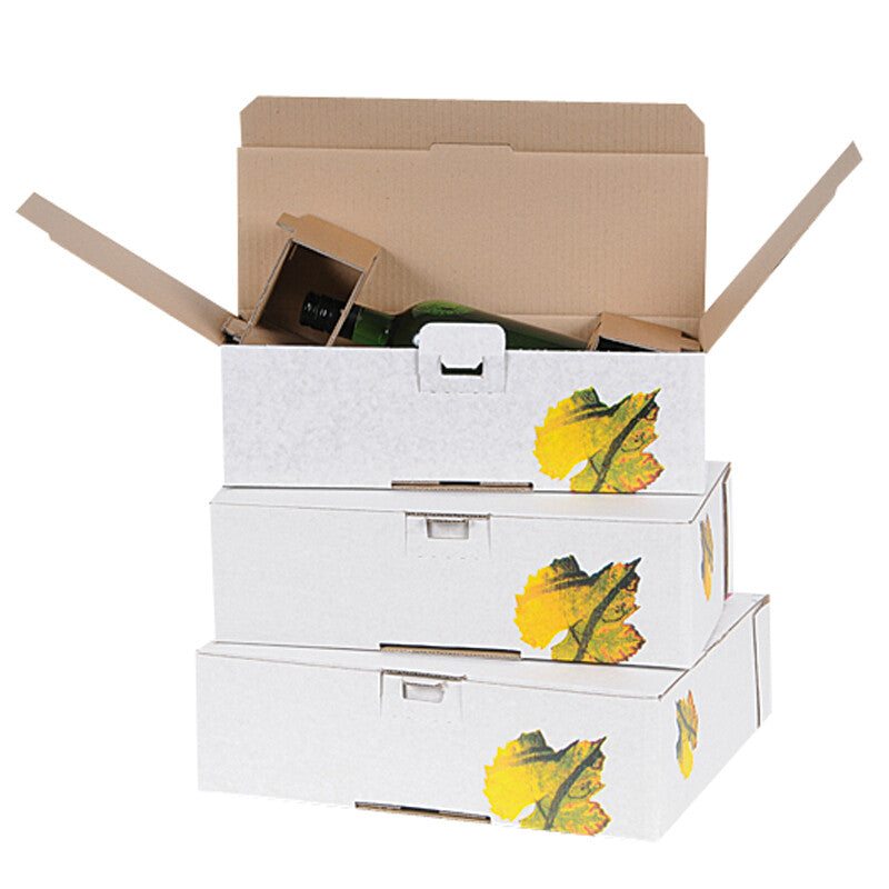 Weinversandkarton Weiss, mit Automatik – 370 × 313 × 101 mm – 10 Stk.