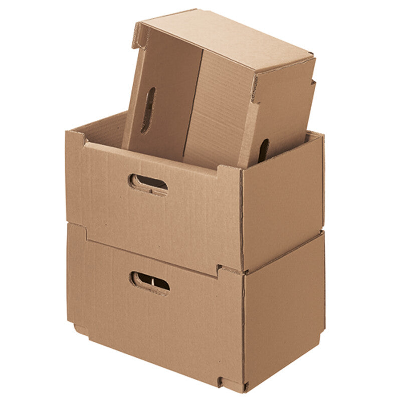 Umzugsboxen Umzugsbox, Braun, mit Grifföffnungen – 354 × 250 × 190 mm – 25 Stk.