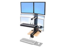 Ergotron WorkFit-S Dual Wandhalterung – bis 24", VESA 75×75, 100×100 mm, 14,0 kg, drehbar