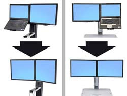Ergotron WorkFit Convert-to-dual Kit – Sitz-Steh-Arbeitsplatz – 2 Monitore – 22" – für WorkFit-S, WorkFit-C