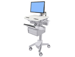 Ergotron StyleView – Computerwagen mit LCD-Arm, 2 Schubladen, bis 24", VESA 75×75/100×100, Grau/Weiss