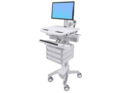 Ergotron StyleView – Computerwagen mit LCD-Pivot, 3 Schubladen, bis 24", VESA 75×75/100×100, Grau/Weiss