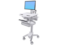Ergotron StyleView – Computerwagen mit LCD-Pivot, 2 Schubladen, bis 24", VESA 75×75/100×100, Weiss