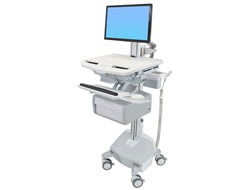 Ergotron StyleView SAU-EU – Computerwagen mit LCD-Pivot, 1 Schublade, mit LiFe-Akku, bis 24", Weiss