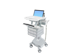 Ergotron SV44-1192-C – Laptop-Computerwagen, 9 Schubladen, mit LiFe-Akku, bis 17,3", Grau/Weiss, Aluminium