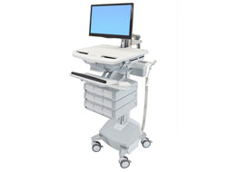 Ergotron StyleView SV44-1292-C – Multimedia-Wagen, 9 Fächer, Aluminium, Grau, Weiss, Höhenverstellbar