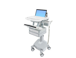 Ergotron StyleView SV44-1122-C – Laptop-Computerwagen, 2 Schubladen, mit LiFe-Akku, bis 17,3", Grau/Weiss